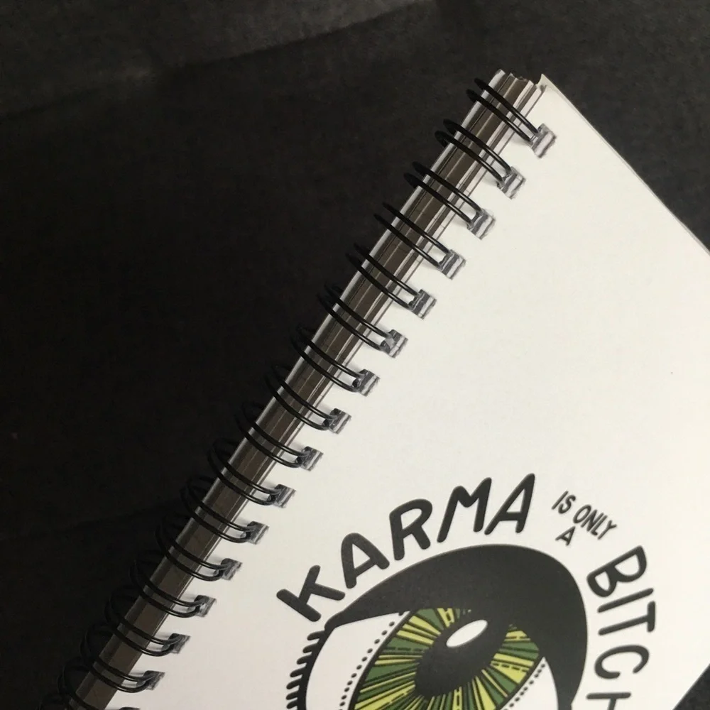 “Karma Is Only A B**** If You Are” Notebook, Journal, White, Green, ~65 pages